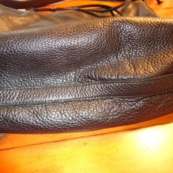 Banana Republic 100% Cow Leather Boho Handbag Black Inner Zip Pocket - Picture 10 of 15